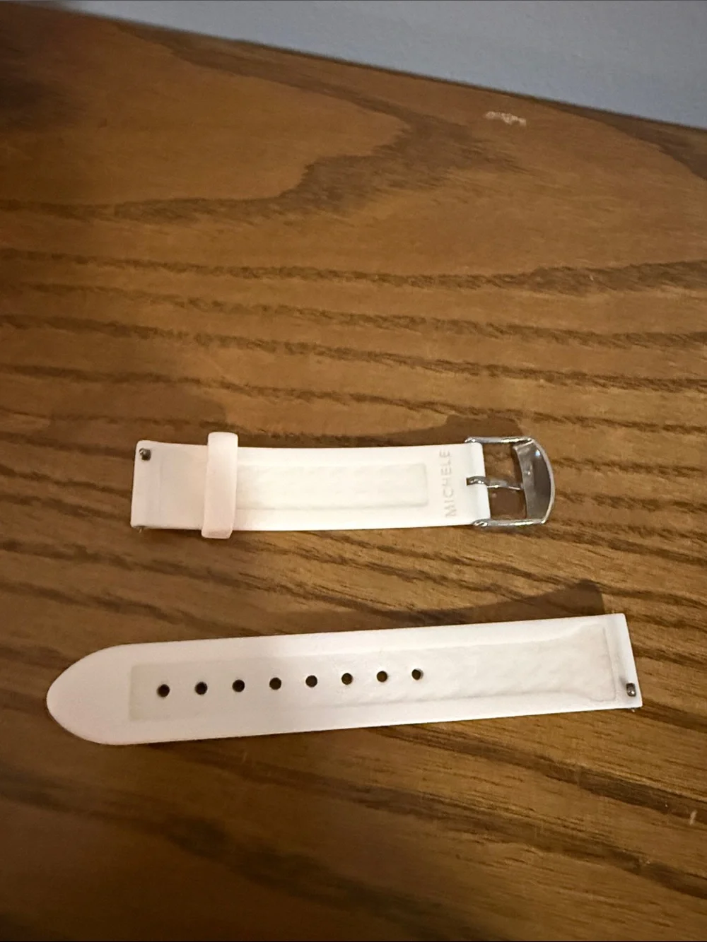 Michele White Silicone Watch Strap with Embossed Logo